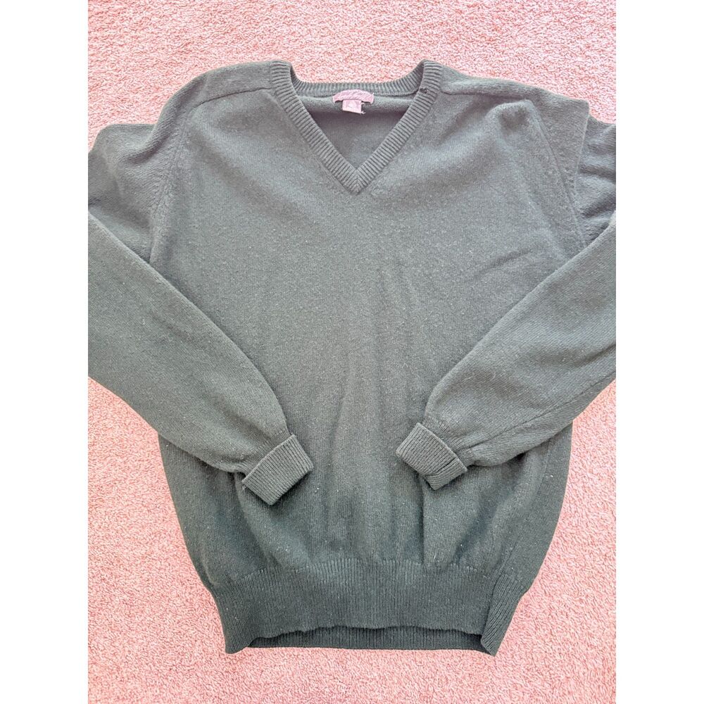 Vintage 90s The Men’s Shop Lord & Taylor Black Lambswool V-Neck Sweater Large